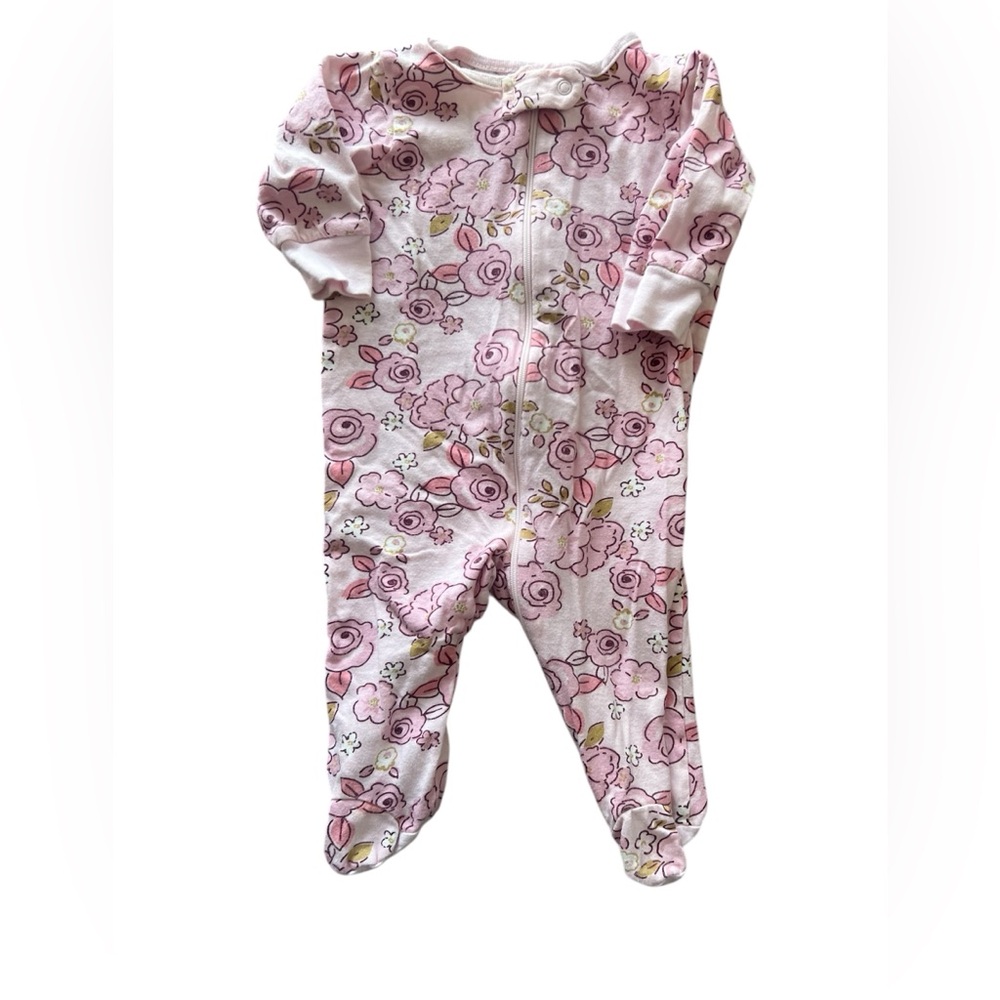 Gerber Pink Floral Pajamas | 0-3 M